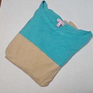 Women's Lilly Pulitzer Lightweight Wool Blend Sweater - Aqua & Tan - X-Large